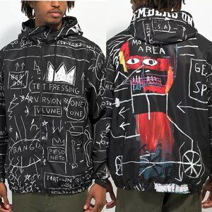 Members Only x Basquiat Black White Windbreaker Light Jacket